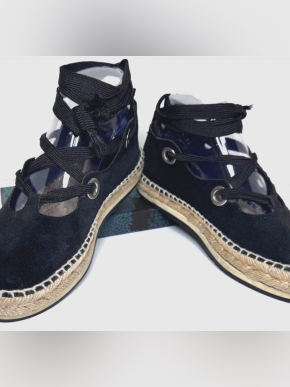 Bimba Y Lola Womens Black Suede Ankle Tie Sz 8 Ballerina Espadrille Flats Boho - Picture 4 of 6